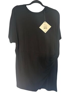 Ava & Viv Black Short Sleeve Knot Front Blouse
